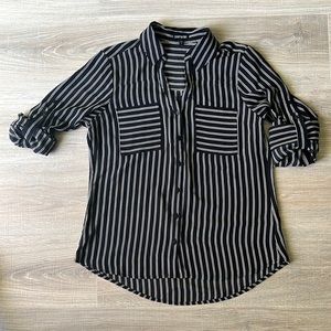 Express Button down shirt M, black/white stripes